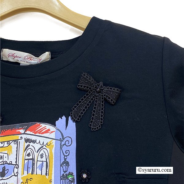 画像9: 【SuperBeauty  】Paris胸元プリント袖フリルロングTシャツ《送料220円代引は通常送料》 (9)