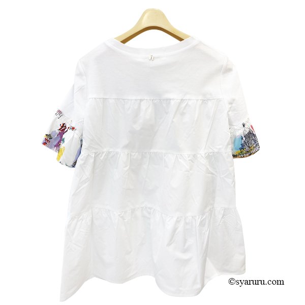 画像3: 【SuperBeauty  】Paris胸元プリント袖フリルロングTシャツ《送料220円代引は通常送料》 (3)