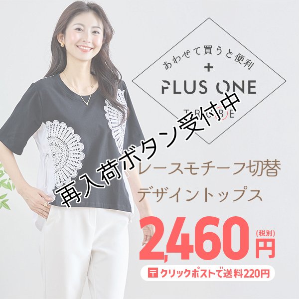画像1: 【あわせて買うと便利】レースモチーフ切替デザイントップス (1)