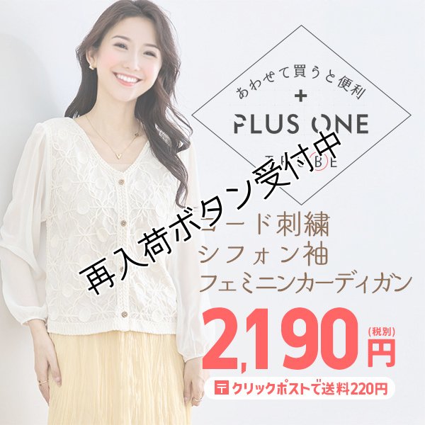 画像1: 【あわせて買うと便利】コード刺繍シフォン袖フェミニンカーディガン (1)