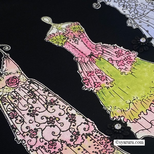 画像2: 【SuperBeauty  】胸元トルソープリント袖レース使いロングTシャツ《送料220円代引は通常送料》 (2)