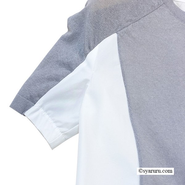 画像7: 【SuperBeauty  】コサージュ付ニットブラウス素材のレイヤード風ロングブラウス (7)