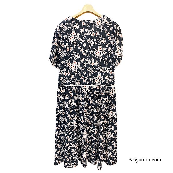 画像5: 【SuperBeauty  】胸元フリルボタンデザイン半袖花柄プリントワンピース (5)