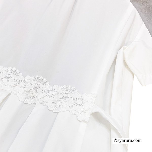 画像9: 【SuperBeauty  】コサージュ付ニットブラウス素材のレイヤード風ロングブラウス (9)