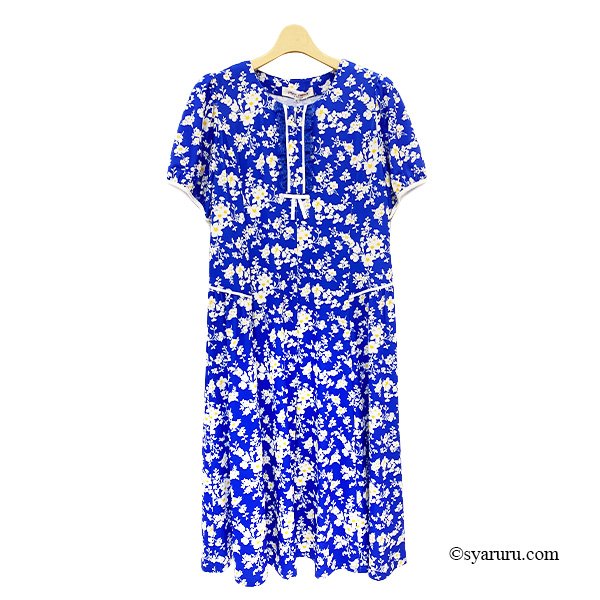 画像2: 【SuperBeauty  】胸元フリルボタンデザイン半袖花柄プリントワンピース (2)