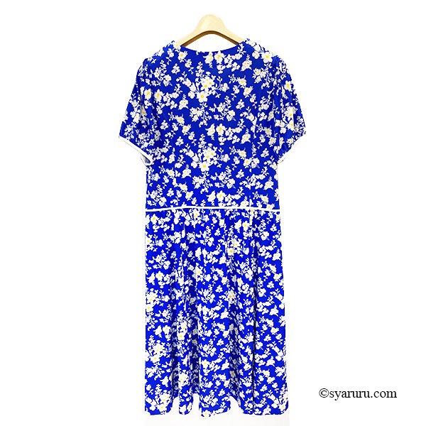 画像3: 【SuperBeauty  】胸元フリルボタンデザイン半袖花柄プリントワンピース (3)