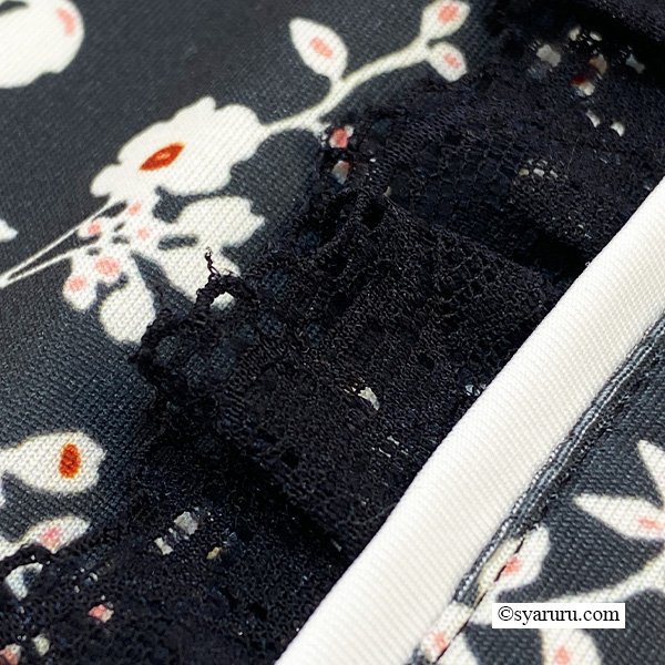 画像14: 【SuperBeauty  】胸元フリルボタンデザイン半袖花柄プリントワンピース (14)