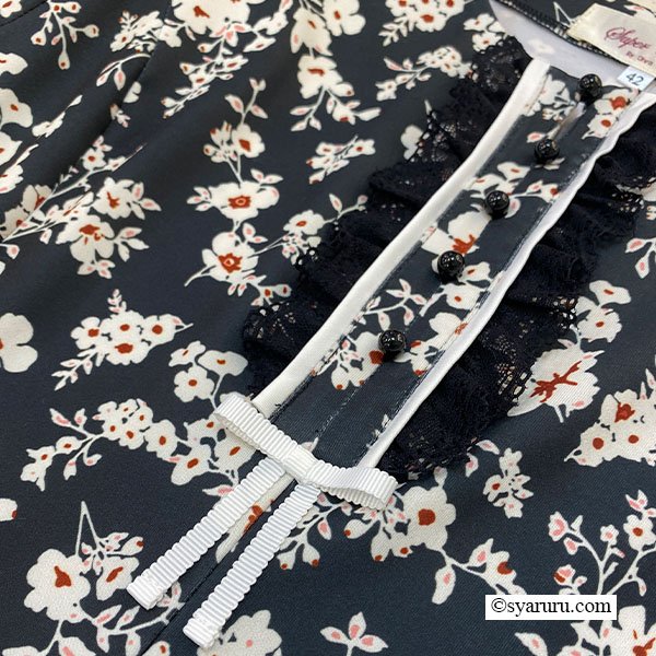 画像10: 【SuperBeauty  】胸元フリルボタンデザイン半袖花柄プリントワンピース (10)