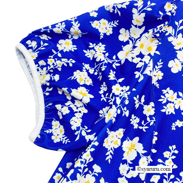 画像8: 【SuperBeauty  】胸元フリルボタンデザイン半袖花柄プリントワンピース (8)