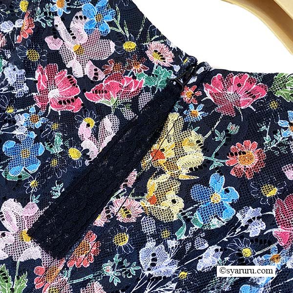 画像5: 【SuperBeauty  】多色小花プリントレース素材半袖ワンピース (5)