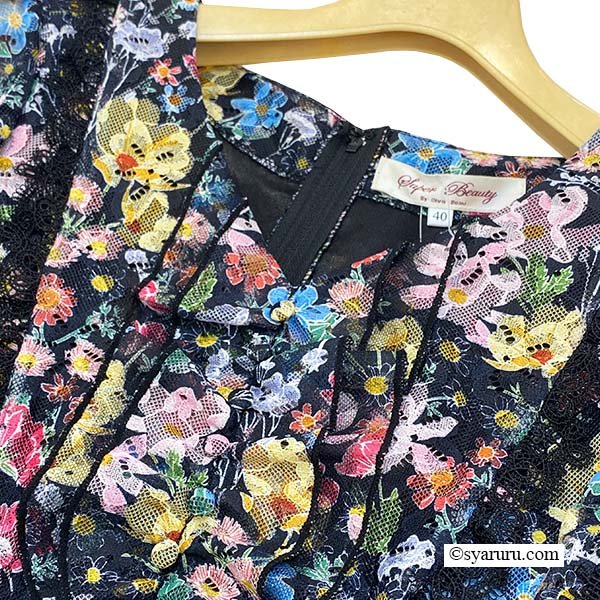 画像3: 【SuperBeauty  】多色小花プリントレース素材半袖ワンピース (3)