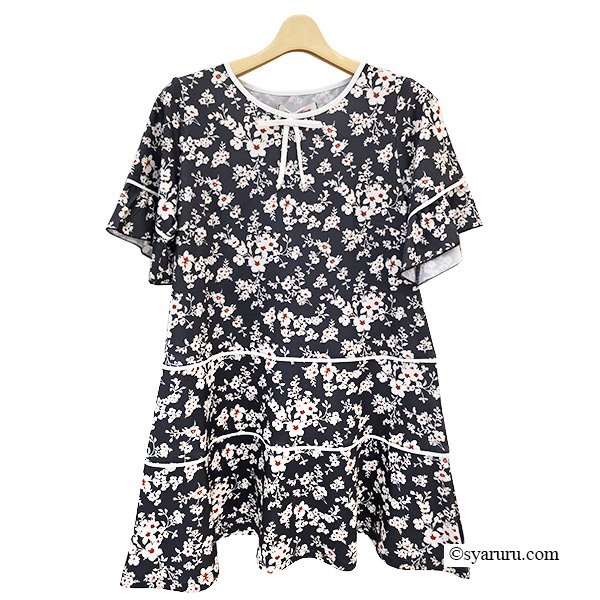 画像3: 【SuperBeauty  】フラワープリントティアード切替チュニックTシャツ《送料220円代引は通常送料》 (3)