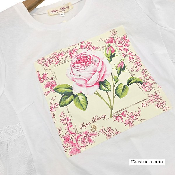 画像6: 【SuperBeauty  】胸元バラプリントロングTシャツ《送料220円代引は通常送料》 (6)