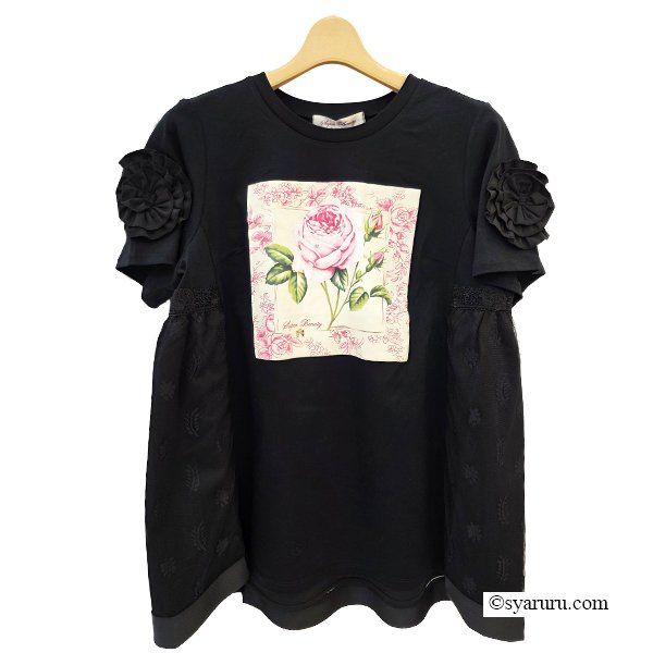 画像4: 【SuperBeauty  】胸元バラプリントロングTシャツ《送料220円代引は通常送料》 (4)