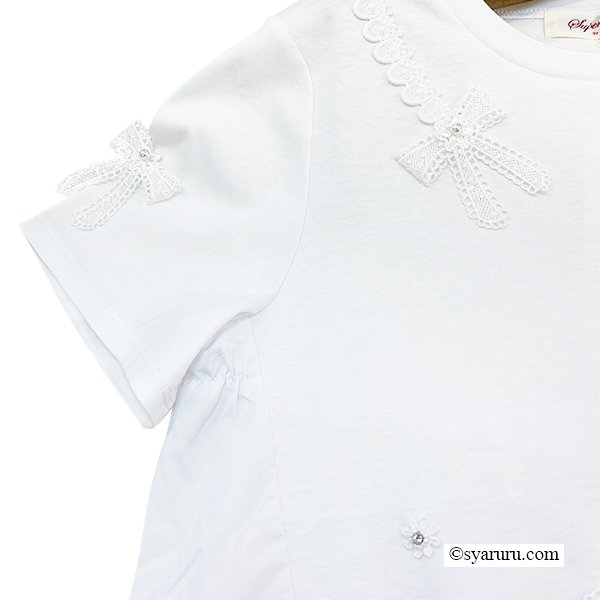 画像10: 【SuperBeauty  】リボンレースデザインロングTシャツ《送料220円代引は通常送料》 (10)