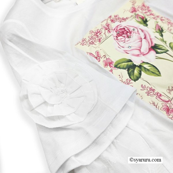 画像7: 【SuperBeauty  】胸元バラプリントロングTシャツ《送料220円代引は通常送料》 (7)