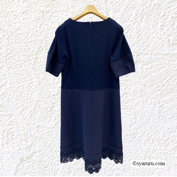 画像4: 【SuperBeauty  】胸元花モチーフ付裾レース半袖ワンピース (4)