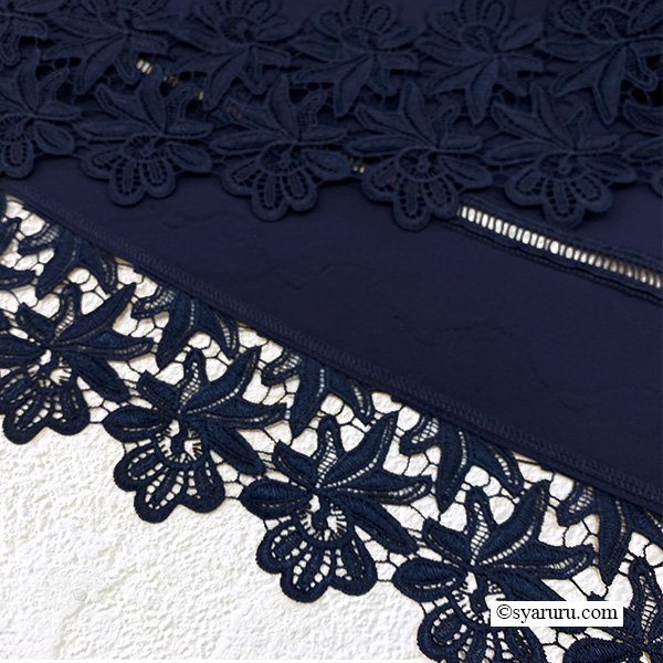 画像9: 【SuperBeauty  】胸元花モチーフ付裾レース半袖ワンピース (9)