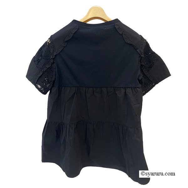 画像4: 【SuperBeauty 半額以下！】花モチーフ付袖レース切替チュニックTシャツ《送料220円代引は通常送料》 (4)