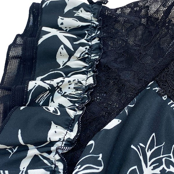 画像8: 【SuperBeauty  】レース切替モノトーン花プリントワンピース (8)