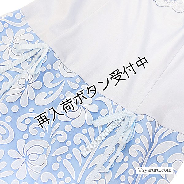 画像7: 【SuperBeauty  】胸元花モチーフ付切替半袖花柄ワンピース (7)