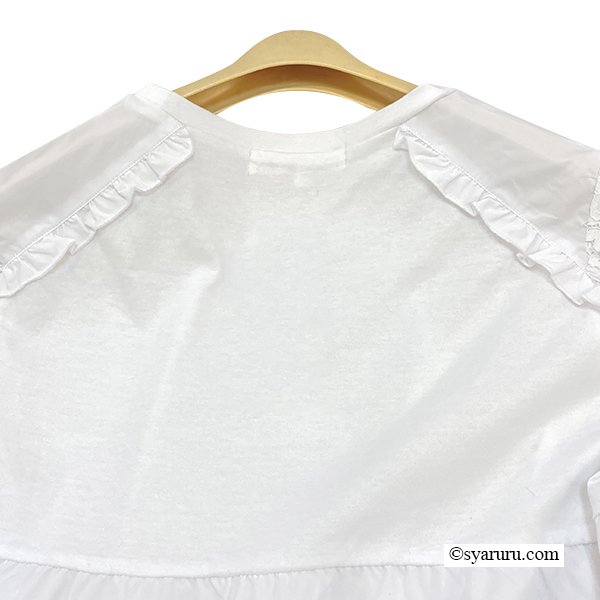 画像8: 【SuperBeauty 半額以下！】花モチーフ付袖レース切替チュニックTシャツ《送料220円代引は通常送料》 (8)