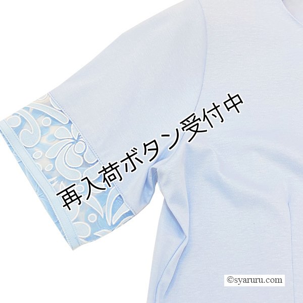 画像3: 【SuperBeauty  】胸元花モチーフ付切替半袖花柄ワンピース (3)