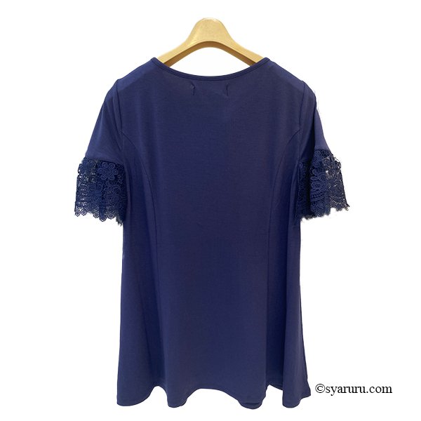 画像2: 【SuperBeauty 半額以下！】袖レースたっぷりチュニックTシャツ《送料220円代引は通常送料》 (2)