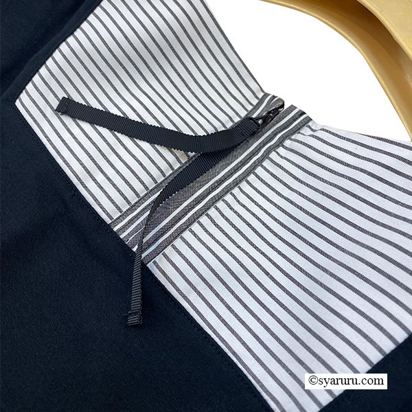 画像6: 【SuperBeauty  】ストライプ柄パフ袖ジャージ素材ロングワンピース (6)