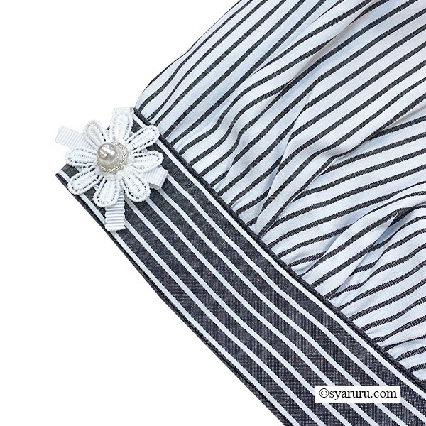 画像7: 【SuperBeauty  】ストライプ柄パフ袖ジャージ素材ロングワンピース (7)