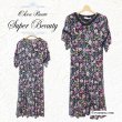 画像1: 【2025 春夏新作 SuperBeauty 】☆多色花プリントフリル衿パワーネット素材ワンピース (1)