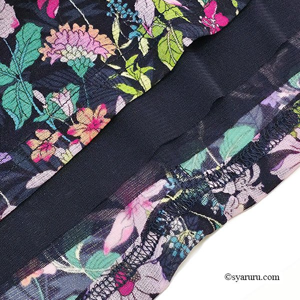 画像7: 【SuperBeauty  】多色花プリントフリル衿パワーネット素材ワンピース (7)