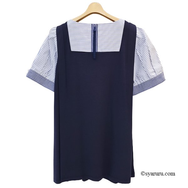 画像3: 【SuperBeauty 半額以下！ 】ストライプ柄パフ袖　チュニックＴシャツ《送料220円代引は通常送料》 (3)