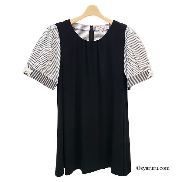 画像4: 【SuperBeauty 半額以下！ 】ストライプ柄パフ袖　チュニックＴシャツ《送料220円代引は通常送料》 (4)