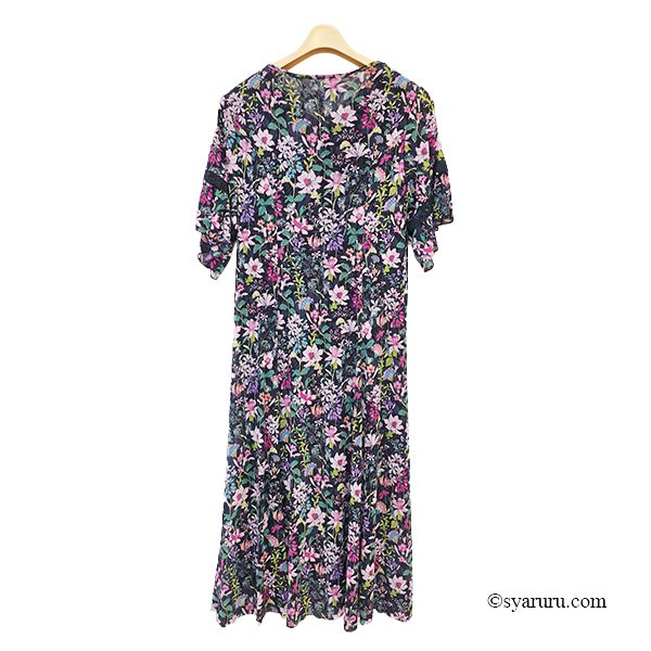 画像3: 【SuperBeauty  】多色花プリントフリル衿パワーネット素材ワンピース (3)