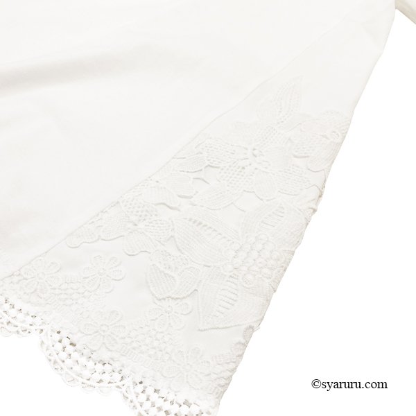 画像5: 【SuperBeauty 半額以下！】レース切替胸元モチーフ使いチュニックＴシャツ (5)