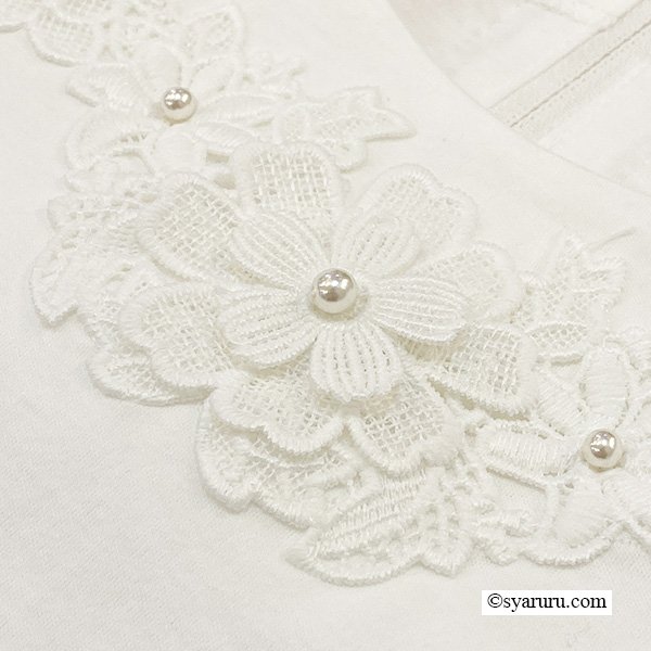 画像7: 【SuperBeauty 半額以下！】レース切替胸元モチーフ使いチュニックＴシャツ (7)