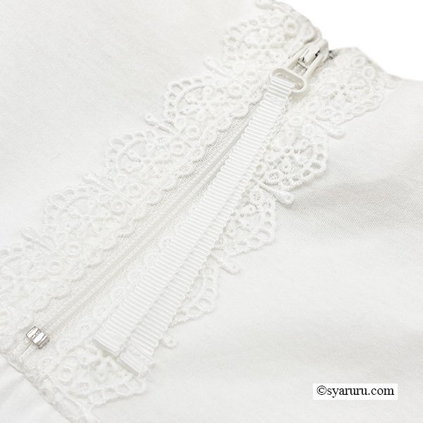 画像6: 【SuperBeauty 半額以下！】レース切替胸元モチーフ使いチュニックＴシャツ (6)