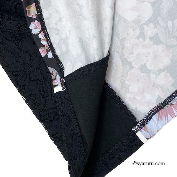 画像6: 【SuperBeauty  】レース切替フラワープリントチュニックＴシャツ (6)
