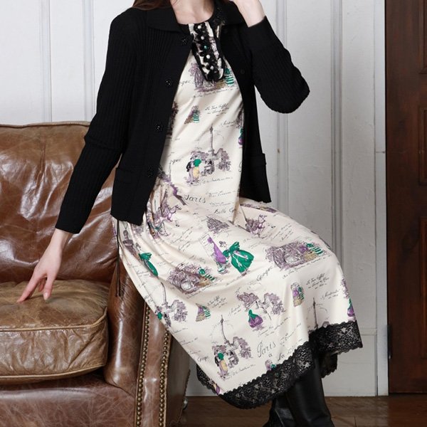 画像2: 【新作 SuperBeauty 2025秋冬 クーポン＆POINT可】胸元×レースプリントワンピース (2)