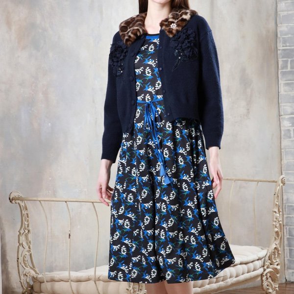 画像2: 【SuperBeauty 2025秋冬 クーポン＆POINT可】ブルー系花柄プリントワンピース (2)