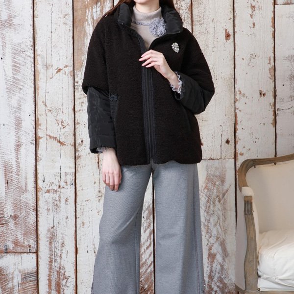 画像2: 【新作 SuperBeauty 2025秋冬 クーポン＆POINT可】レイヤード風ダウンコート (2)