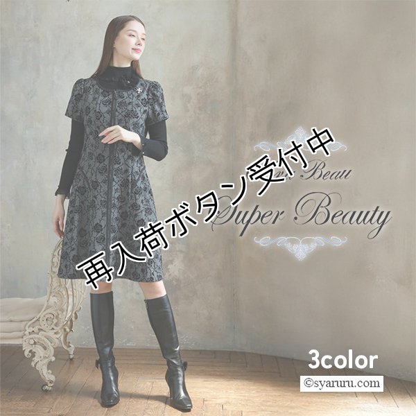 画像1: 【新作 SuperBeauty 2025秋冬】フロッキープリント半袖ワンピース (1)