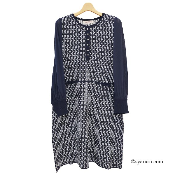 画像4: 【SuperBeauty 2025秋冬 クーポン＆POINT可】ジャガード編み袖パワーネット素材ニットワンピース (4)