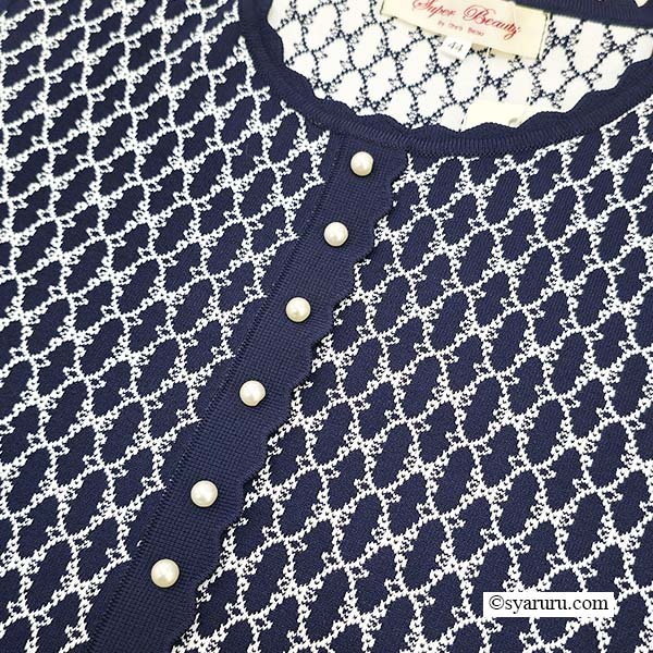 画像6: 【SuperBeauty 2025秋冬 クーポン＆POINT可】ジャガード編み袖パワーネット素材ニットワンピース (6)