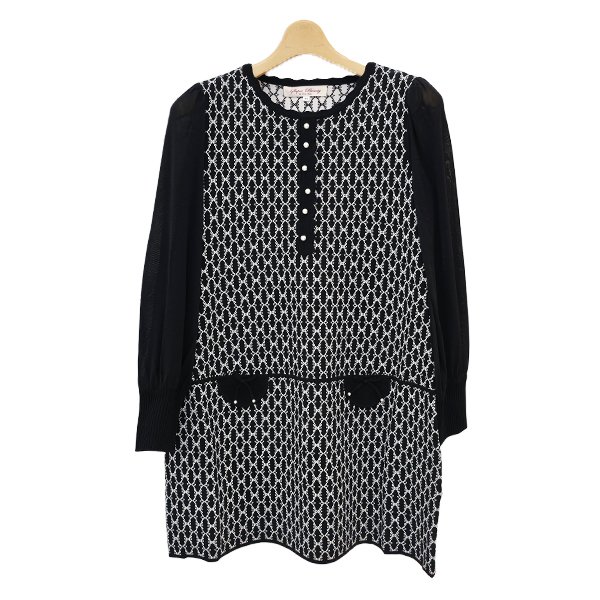 画像8: 【SuperBeauty 2025秋冬 クーポン＆POINT可】ジャガード編み袖パワーネット素材ニットチュニック (8)