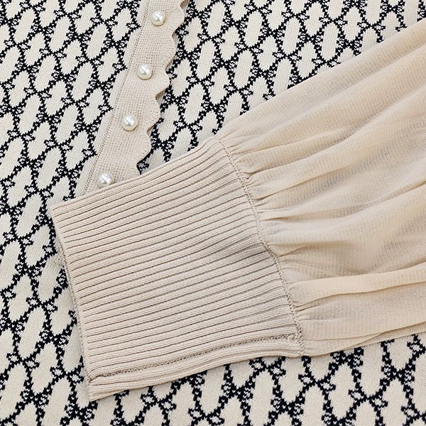 画像5: 【SuperBeauty 2025秋冬 クーポン＆POINT可】ジャガード編み袖パワーネット素材ニットチュニック (5)