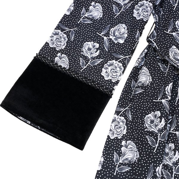 画像5: 【新作 SuperBeauty 2025秋冬 クーポン＆POINT可】ベロア切替水玉×花柄プリント使いロングブラウス (5)