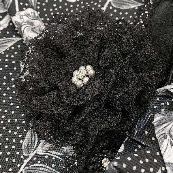 画像10: 【新作 SuperBeauty 2025秋冬 クーポン＆POINT可】ベロア切替水玉×花柄プリント使いロングブラウス (10)