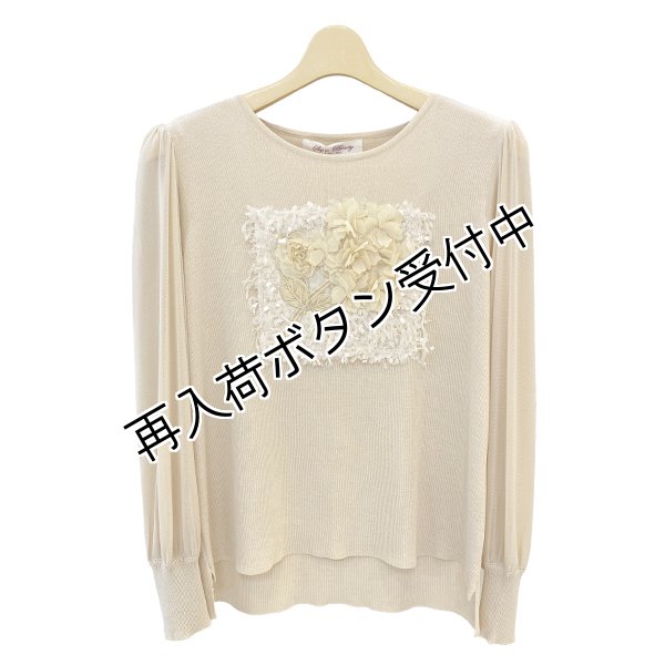 画像2: 【 OUTLET SALE 《半額以下+クーポン＋POINT！》SuperBeauty 】 パワーネット素材袖の胸元フラワーモチーフ使いセーター《送料220円代引は通常送料》 (2)